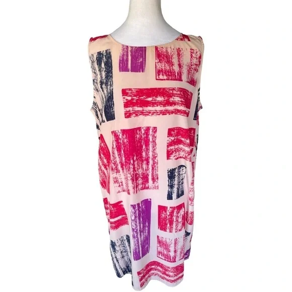 Nordstrom Halogen Midi Abstract Print Shift Dress Size Large - Picture 5 of 13